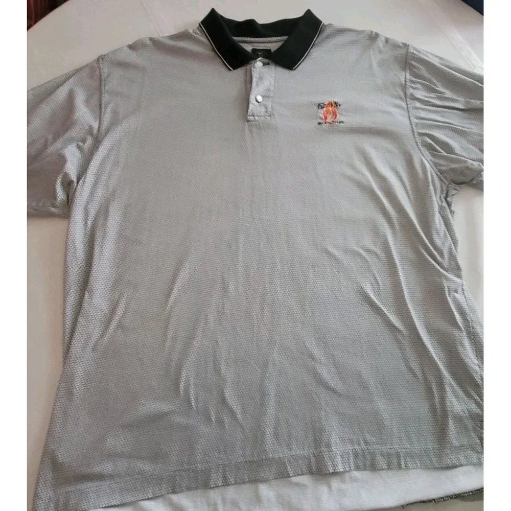 Nike Golf Polo Shirt Men's Large 100% Cotton Gray Embroidered Logo Classic Golf